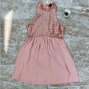 NWT skater dress sequin blush pink
